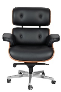 SCAUN DIRECTORIAL DE LUX, ARTIM LOUNGE XL, REALIZAT PIELE NATURALA ITALIANA SI LEMN, CULOARE NEGRU/NUC, STIL EAMES - Img 2