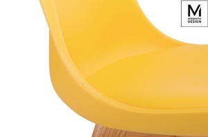 SCAUN GALBEN DIN POLIPROPILENA CU PICIOARE DIN LEMN NORDIC STIL MODERN B2 - Img 4