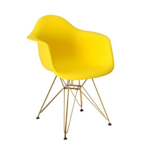 SCAUN GALBEN DIN POLIPROPILENA DAR GOLD STIL MODERN B2