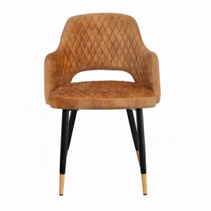 SCAUN, PARIS, DE CULOARE GALBEN MUSTAR DIN CATIFEA, COD 40573, ASPECT INDUSTRIAL - Img 1
