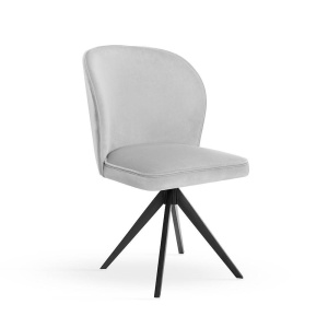 SCAUN PIVOTANT AINE TWIST, GRI/NEGRU, TAPITERIE DIN CATIFEA SI PICIOARE DIN METAL, STIL MODERN