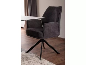 SCAUN PIVOTANT HUGO, GRI INCHIS 18/NEGRU MAT, TAPITERIE DIN STOFA BREGO SI PICIOARE DIN METAL, STIL MODERN - Img 5