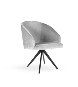 SCAUN PIVOTANT KORFU TWIST, GRI/NEGRU, TAPITERIE DIN CATIFEA SI PICIOARE DIN METAL, STIL MODERN