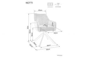 SCAUN PIVOTANT NOTTI, BEJ 31/NEGRU MAT, TAPITERIE DIN STOFA BREGO SI PICIOARE DIN METAL, STIL MODERN - Img 8