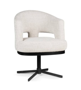 SCAUN PIVOTANT TESSA, BEJ/NEGRU, TAPITERIE DIN STOFA FINA SI PICIOARE DIN METAL, STIL MODERN
