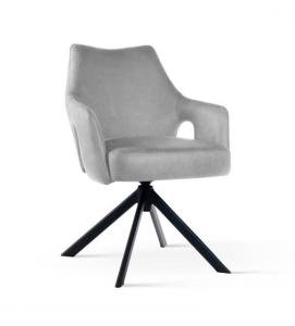 SCAUN PIVOTANT VESPER, GRI/NEGRU, TAPITERIE DIN CATIFEA SI PICIOARE DIN METAL, STIL MODERN