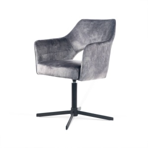 SCAUN PIVOTANT XENIA, GRI/NEGRU, TAPITERIE DIN CATIFEA SI PICIOARE DIN METAL, STIL MODERN, ATR - Img 1