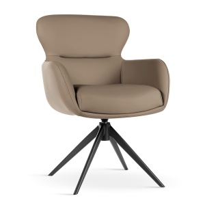 SCAUN ROTATIV HEATHER MOCA/NEGRU, TAPITERIE DIN PIELE ECOLOGICA, SPUMA, ARCURI SI METAL, STIL MODERN