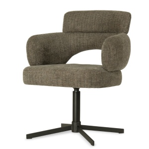 SCAUN ROTATIV LETO, BEJ/NEGRU, CONFECTIONAT DIN TAPITERIE DIN TEXTIL, SPUMA SI PICIOARE DIN METAL, STIL MODERN