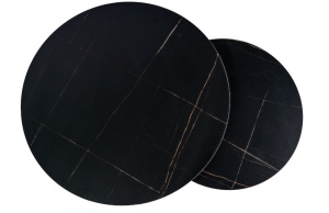 SET 2 MASUTE DE CAFEA FERRANTE D, 60/80 CM, EFECT DE MARMURA NEAGRA/NEGRU, BLAT DIN CERAMICA SI CADRU DIN METAL, STIL MODERN - Img 3