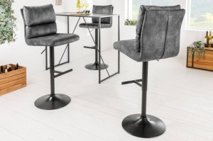 SET 2 SCAUNE DE BAR, COMFORT GRI, CATIFEA SI METAL, DESIGN INDUSTRIAL