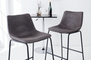 SET 2 SCAUNE DE BAR, GRI VINTAGE, DJANGO, MICROFIBRA, DESIGN VINTAGE