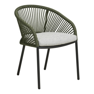 SET 2 SCAUNE DE TERASA NOVELLA, CU PERINA, REALIZAT DIN ALUMINIU SI TEXTIL, CULOARE VERDE/GRI, HOUSE NORDIC