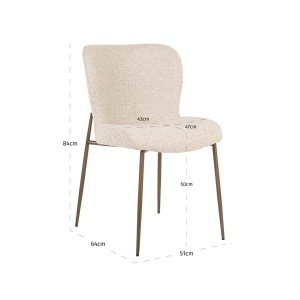 SET 2 SCAUNE DINING ODARBY, REALIZAT DIN METAL SI TEXTIL, CULOARE CREM, DESIGN DEOSEBIT, RICHMOND INTERIORS - Img 9