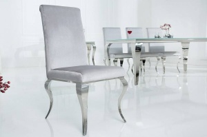 SET 2 SCAUNE, ELEGANT, BAROCK, COD 37906 GRI/ ARGINTIU, DIN METAL SI TEXTIL - Img 6