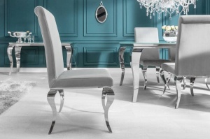 SET 2 SCAUNE, ELEGANT, BAROCK, COD 37906 GRI/ ARGINTIU, DIN METAL SI TEXTIL - Img 8