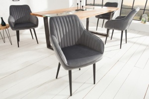 SET 2 SCAUNE ELEGANTE DINING SAU BIROU TURIN ARGINTIU/GRI, DESIGN MODERN