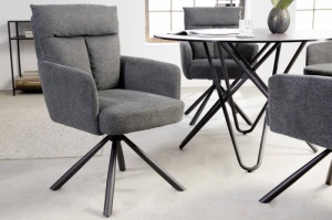 SET 2 SCAUNE ROTATIVE, BIG GEORGE GRI INCHIS, TEXTIL, COD 42082, ASPECT RETRO - Img 2