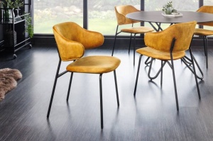 SET 2 SCAUNE, TRACY , DIN CATIFEA GALBEN/MUSTAR SI PICIOARE NEGRE, COD 43153, DESIGN INDUSTRIAL - Img 8