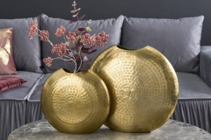 SET 2 VASE DECORATIVE, ORIENTAL 40CM, METAL AURIU, COD 41543, DESIGN MODERN