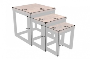 SET 3 MASUTE DE CAFEA, ELEMENTS, DIN LEMN SALCAM SI SUPORT METAL, COD 39576, ASPECT INDUSTRIAL - Img 7