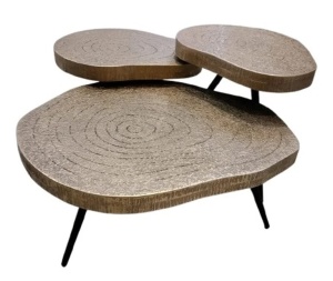 SET 3 MASUTE DE CAFEA SYMBA, 825315, BRONZ, CONFECTIONATE DIN FIER SI MDF, RICHMOND INTERIORS
