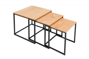 SET 3 MASUTE DE CAFEA TRIO SLIM CULOARE NATURALA STIL MODERN B2