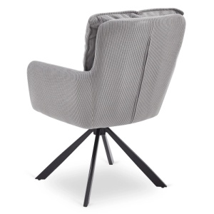 SET 4 SCAUNE, ARTIM MEBLE, REALIZAT DIN MATERIAL CATIFEA RAIAT GRI SI METAL, STIL MODERN - Img 8
