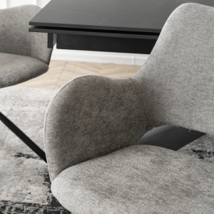 SET 4 SCAUNE, ARTIM MEBLE, REALIZAT DIN MATERIAL TEXTIL BOUCLE GRI SI METAL, STIL MODERN - Img 6