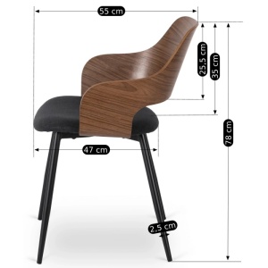 SET 4 SCAUNE, ARTIM MEBLE, REALIZAT DIN MATERIAL TEXTIL SI FURNIR/METAL, STIL MODERN - Img 5