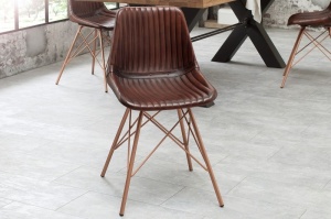 SET 4 SCAUNE, MARO/CUPRU TORO 38482, DIN METAL SI PIELE, DESIGN VINTAGE