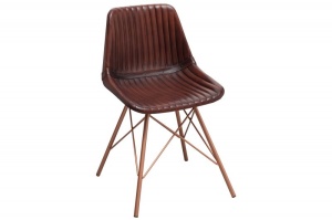 SET 4 SCAUNE, MARO/CUPRU TORO 38482, DIN METAL SI PIELE, DESIGN VINTAGE - Img 2