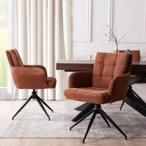 SET 4 SCAUNE ROTATIVE, ARTIM MEBLE, REALIZAT DIN MATERIAL CATIFEA RAIAT CARAMIZIU SI METAL, STIL MODERN - Img 2