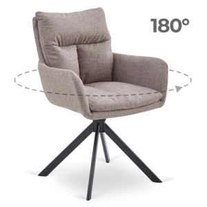 SET 4 SCAUNE ROTATIVE, ARTIM MEBLE, REALIZAT DIN MATERIAL TEXTIL MARO DESCHIS SI METAL, STIL MODERN - Img 8