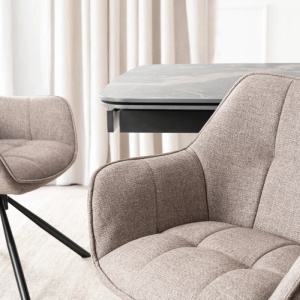 SET 4 SCAUNE ROTATIVE, ARTIM MEBLE, REALIZAT DIN MATERIAL TEXTIL CAPPUCCINO SI CADRUL DIN METAL, STIL MODERN - Img 4