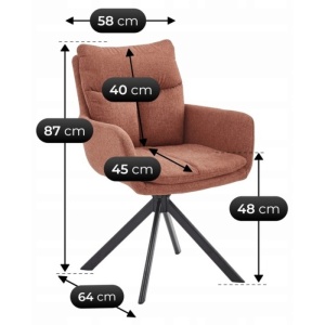 SET 4 SCAUNE ROTATIVE, ARTIM MEBLE, REALIZAT DIN MATERIAL TEXTIL CARAMIZIU SI METAL, STIL MODERN - Img 7