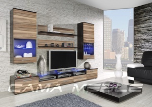 SET LIVING CU LED CAMA II NUC/WENGE DESIGN MODERN CM