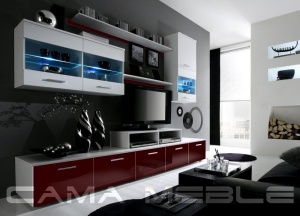 SET LIVING CU LED LOGO II ALB/BORDO DESIGN MODERN CM