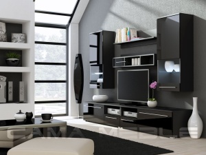 SET LIVING CU LED LUNA NEGRU LUCIOS DESIGN MODERN CM