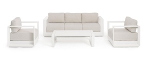 SET LOUNGE DE GRADINA/TERASA MOSES BEJ, CONFECTIONAT DIN TEXTIL SI ALUMINIU, STIL MODERN - Img 5