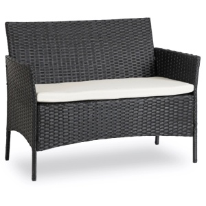 SET MOBILIER DE GRADINA/TERASA, MISSISSIPI, DIN METAL, TECHNORATAN, TEXTIL SI STICLA, CULOARE NEGRU/BEJ, ARTIM MEBLE - Img 5