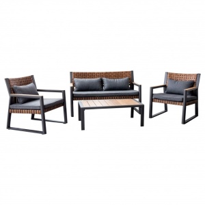 SET MOBILIER DE TERASA DIN ALUMINIU SI RATAN, CANAPEA, MASA SI 2 FOTOLII, ARTIM GROUP COLLECTION