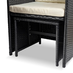 SET MOBILIER GRADINA, ARTIM MEBLE, REALIZAT DIN POLIRATAN SI TEXTIL, CULOARE NEGRU/CREM, STIL MODERN - Img 8