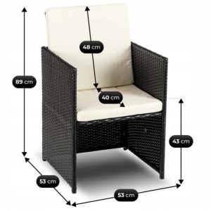 SET MOBILIER GRADINA, ARTIM MEBLE, REALIZAT DIN POLIRATAN SI TEXTIL, CULOARE NEGRU/CREM, STIL MODERN - Img 13