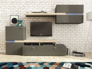 SET MODULAR LIVING CU LED JET STEJAR SONOMA/GRAFIT - DESIGN MODERN
