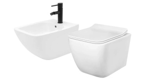 SET VAS DE TOALETA MARTIN + BIDEU HARY REA, ALB, DESIGN MODERN, CALITATE SUPERIOARA, REA
