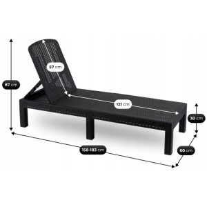 SEZLONG PLAJA PLIABIL, ARTIM MEBLE, REALIZAT DIN TEHNORATAN, CULOARE NEAGRA, STIL MODERN - Img 12