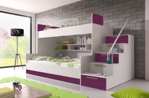 SISTEM MODULAR PENTRU CAMERA COPII ALB/VIOLET RAJ2 KM DESIGN MODERN