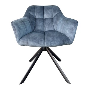 STOC 1 SCAUN DINING ROTATIV, PAPILON, CATIFEA ALBASTRU INCHIS, COD 43198, STIL RETRO - Img 1