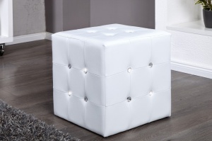 TABURET ELEGANT BOUTIQUE ALB 11041 CU STRASSURI STIL MODERN